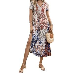 NWT Summer Boho Retro Short Sleeve Dresses Size Small